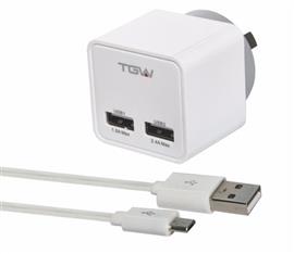 Cargador Tagwood ICHAR32 Pared Doble Usb
