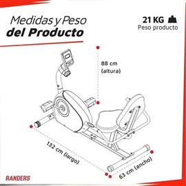 Bicicleta Magnetica Randers ARG-2534 Con Respaldo 8 Niveles Hasta 100Kg