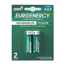 Pilas Euroenergy Recargable AAA 900 Mah Blister x 2