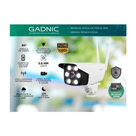 Camara De Seguridad Gadnic P2P00041 1080P Wifi Fija Exterior Vision Nocturna