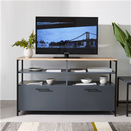 Estanteria Silcar De Tv Luci Caño Negro Tapa Olmo