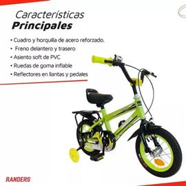 Bicicleta Randers BKE-120-D Niño R12 Verde Fluo