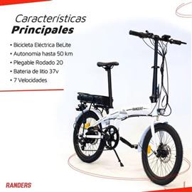 Bicicleta Randers BKE-E2001-A Electrica Plegable R20 7 Velocidades Blanca