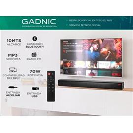 Barra de Sonido Gadnic BARRSON9 70W Bluetooth Usb Radio Fm