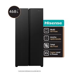 Heladera Hisense RS3N428NAB Negra 468 Litros No Frost Side By Side