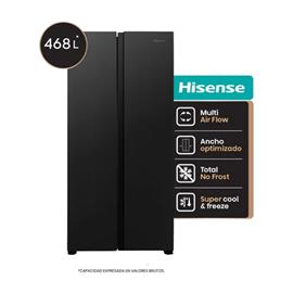 Heladera Hisense RS3N428NAB Negra 468 Litros No Frost Side By Side