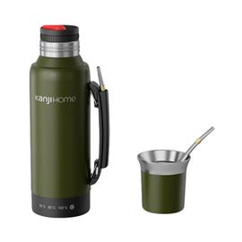 Termo Kanji KJH-PE10M-V 1 Litro Electrico Verde Mate Y Bombilla