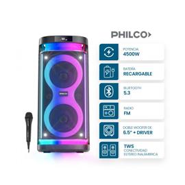 Torre de Sonido Philco TP6500 4500W Bluetooth Luces Usb