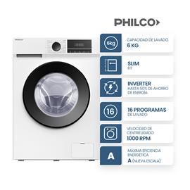 Lavarropas Philco PHLF61BN 6Kg 1000Rpm Blanco Inverter