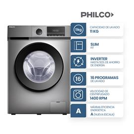 Lavarropas Philco PHLF111GN2 11Kg 1400Rpm Gris Inverter